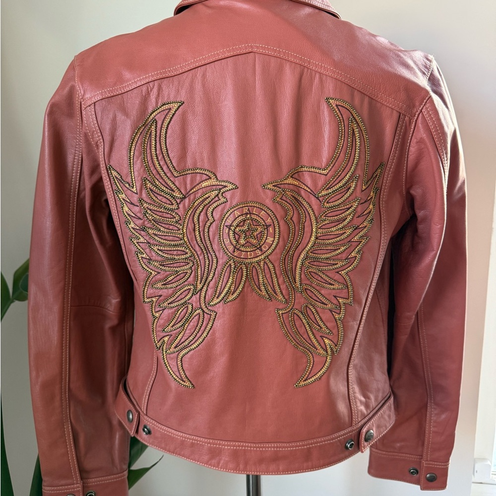 Women’s Harley Davidson Embroidered Leather Jacket Size Medium